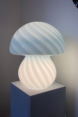 H:37 cm Stor vintage Murano blå swirl champignon mushroom lampe 