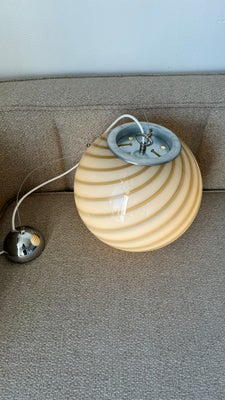 Stor Murano pendel lampe i grå og hvid swirl, 30 cm