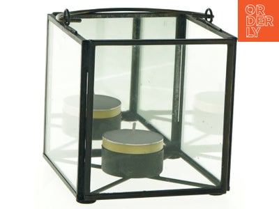 Glas og metal lysestage (str. 10 x 10 cm)