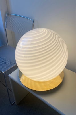 H:42 cm Ekstra stor vintage Murano hvid swirl lampe 