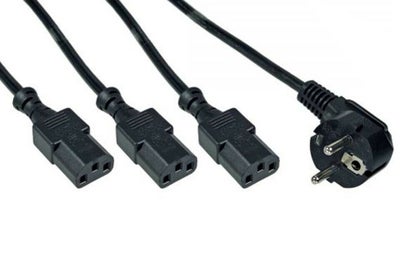 Apparat strømadapter Y-split kabel (1x Schuko CEE7/7 – 3x C13) | 1,8 meter