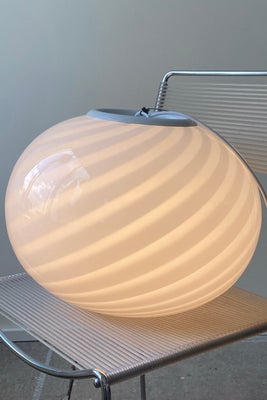  D:40 cm Vintage Murano hvid swirl pendel loftlampe
