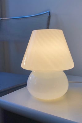 H:20 cm Vintage Murano baby mushroom hvid swirl lampe 