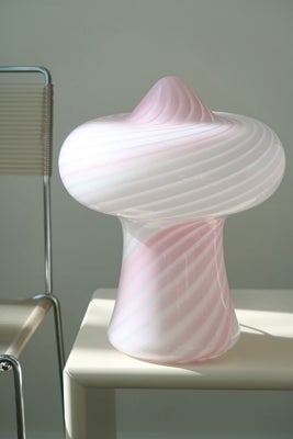 Vintage Murano Vetri lyserød mushroom bordlampe H:38 cm
