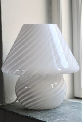H:26 cm Vintage Murano hvid swirl mushroom bordlampe (2 stk på lager)