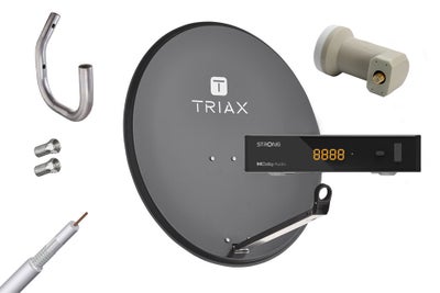 Triax Parabolpakke med 1x Strong SRT 7030, 1x TDS 65A, 1x LNB, kabel og stik