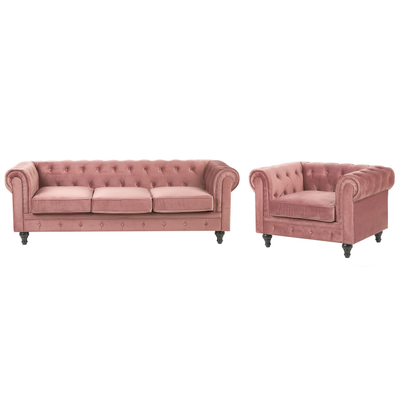 Sofasæt Velour Lyserød CHESTERFIELD