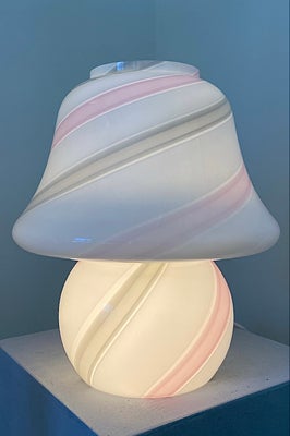 H:28 cm Vintage Murano mushroom candy swirl lampe 