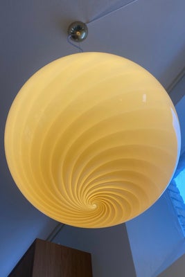D:40 cm Stor Murano gul swirl rund pendel loftlampe 