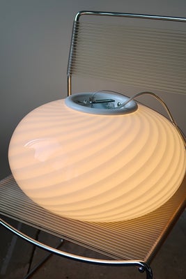 D:40 cm Vintage Murano hvid swirl pendel loftlampe 