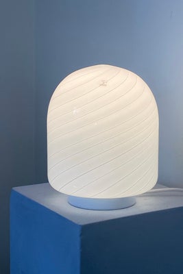 LAGERSALG - H:23 cm Vintage Murano Vetri hvid swirl bordlampe