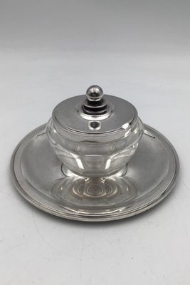 Georg Jensen Sterling Sølvlåg og Baccarat Krystal Confiture Glas samt underfa...