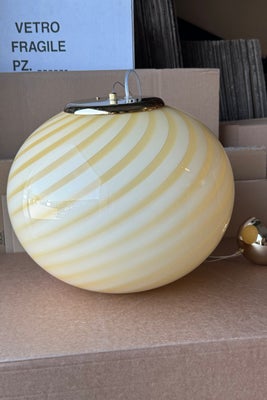 D:40 cm Stor Murano gul swirl oval pendel loftlampe 