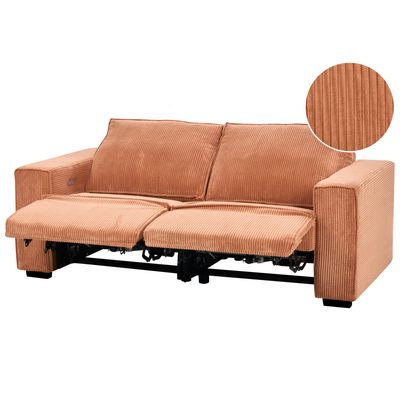 3 personers sofa m/elektrisk recliner orange fløjl NUKARI