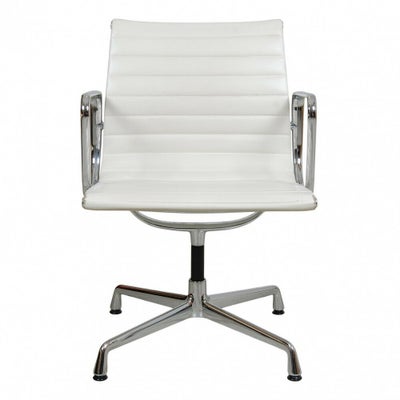 Charles Eames Ea-108 stol i hvidt læder
