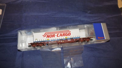 Roco 76222 Nor-Cargo 40 fods Container På boogie Vogn H0 DC. Let Brugt 