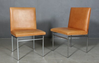 Poul Nørreklit. Par stole, stål og læder, 1960'erne (2)