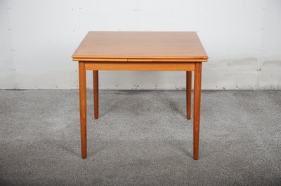 Kvadratisk spisebord i teak med hollandsk udtræk, 87*87 cm
