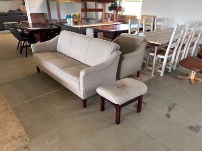 Sofa + stol m. skammel i uld stof