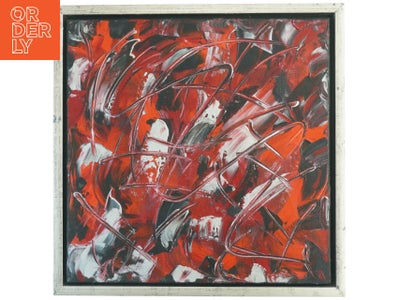 Abstrakt maleri i røde og sorte nuancer (str. 44 x 44 cm)