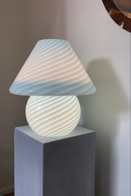 H:37 cm Vintage Murano ekstra stor baby blå mushroom lampe 