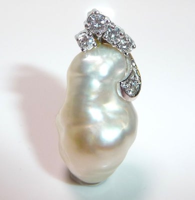 Vedhæng - 18 kraat Hvidguld Diamant  (Natur) - Perle