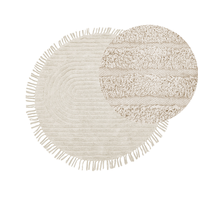 Tæppe ⌀ 140 cm beige bomuld HALFETI