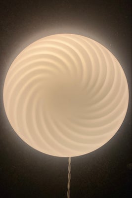 D:26 cm Vintage Murano hvid swirl plafond loftlampe / væglampe med messing