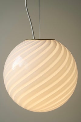 D:30 cm Murano lampe swirl pendel lys grå loftlampe med messing ophæng 
