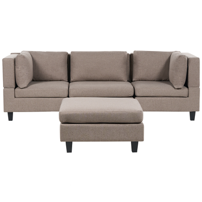 Modulær 3-personers sofa med ottoman brun UNSTAD