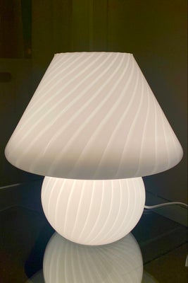 H:36 cm Stor vintage Murano hvid swirl mushroom lampe 