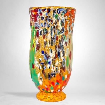 Imperio Rossi - Vase -  Orange vase med bladsølv og vildblomst murrin  - Glas