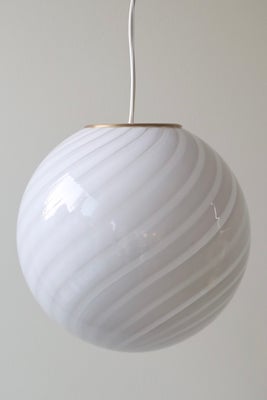 3x D:30 cm Murano lampe swirl pendel lys grå loftlampe med messing ophæng 