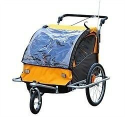Kombineret cykelanhænger/jogger - Orange, Kombineret cykelanhænger jogger med 360 grader forhjul, ju