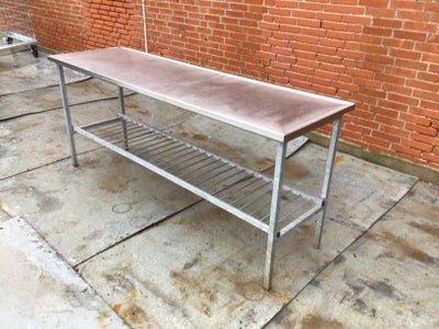 Rustfri køkkenbordplade 200 x 60 x H 87 cm 