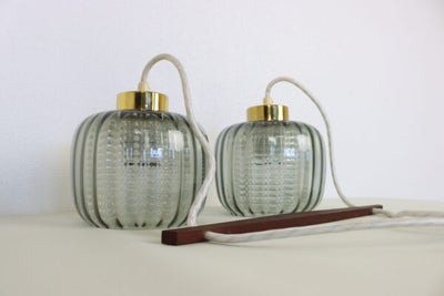 Midcentury loftslampe af 2 kupler i røgfarvet & transparent glas