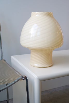 Vintage Murano gul swirl mushroom bordlampe H:28 cm