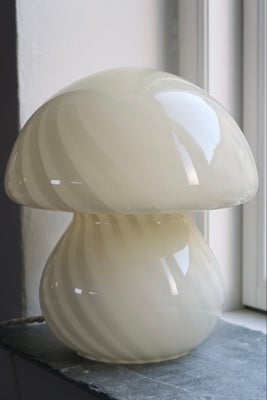 H:28 cm Vintage Murano creme gul swirl champignon mushroom lampe 