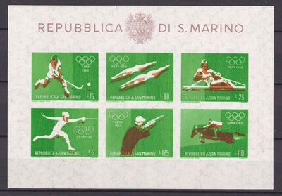 San Marino 1960 - Sjældent "Variety" brunt tryk stærkt forskudt til bunden MN...