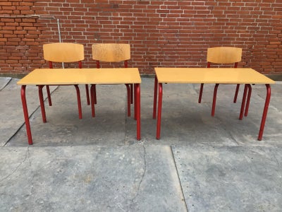 Skolesæt 2x 2 mandsborde + 3 stole - sælges samlet