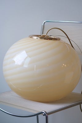 D:40 cm Stor Murano gul swirl oval pendel loftlampe 