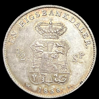 Danmark, mønter, 1/2 speciedaler / 1 Rigsbankdaler , 1838, 1/2 speciedaler / 1 Rigsbankdaler 1838 WS