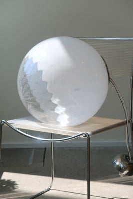 D:40 cm stor Vintage Murano pendel hvid glas loftlampe 