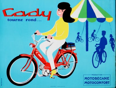 Roger Varenne. Fransk plakat, 'Cady tourne rond...', 1960'erne