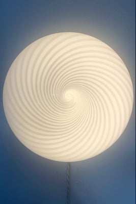D:35 cm Vintage Murano hvid swirl plafond lampe 