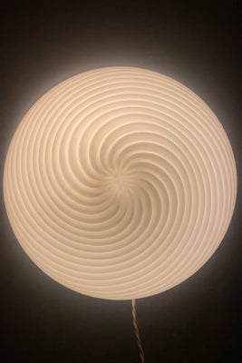 D:42 cm Vintage Murano hvid swirl plafond loftlampe / væglampe 