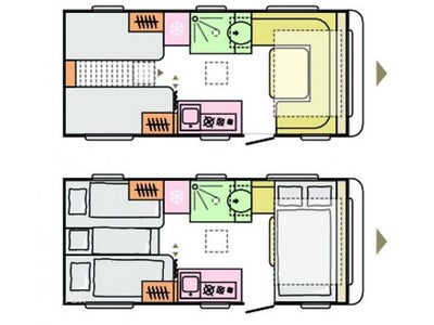 2025 - Adria Adora 502 UL   Enkeltsenge med udtræk til dobbeltseng, rundsidde...