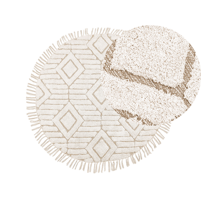 Tæppe ⌀ 140 cm beige bomuld HORASAN