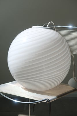 D:40 cm stor vintage Murano hvid swirl pendel loftlampe lampe 