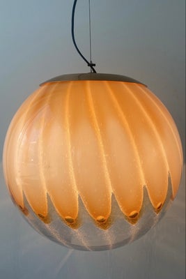 D:40 cm Stor vintage Murano mundblæst anemone creme pendel loftlampe 